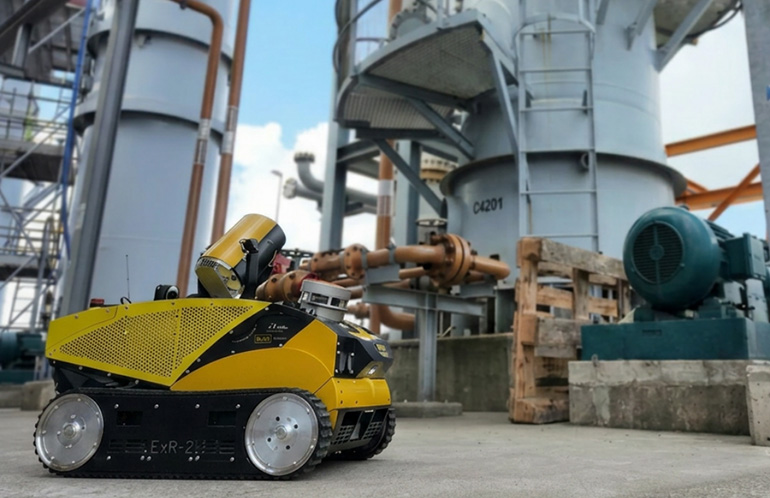 ExR-2.5, güvenli navigasyon ve tesis izleme için çok sayıda sensör taşıyor. Kaynak: ExRobotics