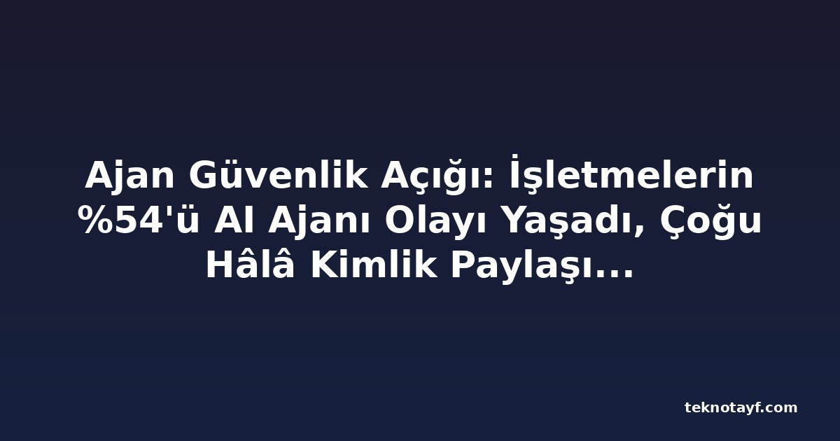 Ajan Güvenlik Açığı: İşletmelerin %54'ü AI Ajanı Olayı Yaşadı, Çoğu Hâlâ Kimlik Paylaşımına İzin Veriyor