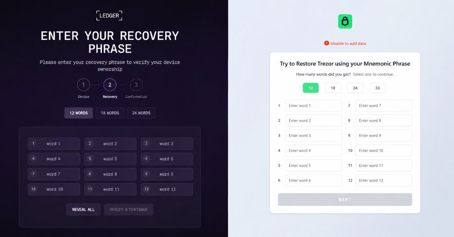 OkoBot Zararlı Yazılım Çerçevesi, Ledger ve Trezor Uygulamalarına Kurtarma İfadesi Oltalama Saldırısı Enjekte Ediyor