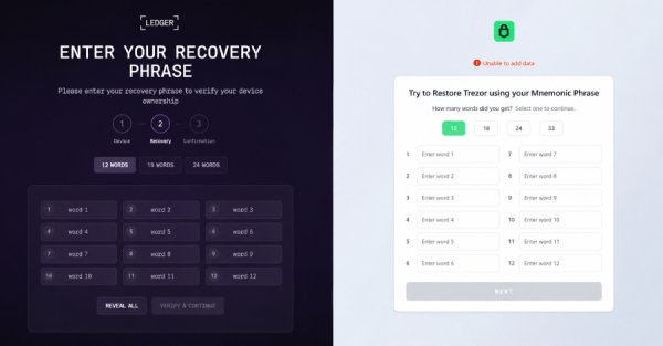 OkoBot Zararlı Yazılım Çerçevesi, Ledger ve Trezor Uygulamalarına Kurtarma İfadesi Oltalama Saldırısı Enjekte Ediyor