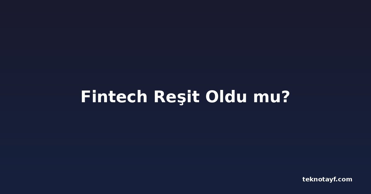 Fintech Reşit Oldu mu?