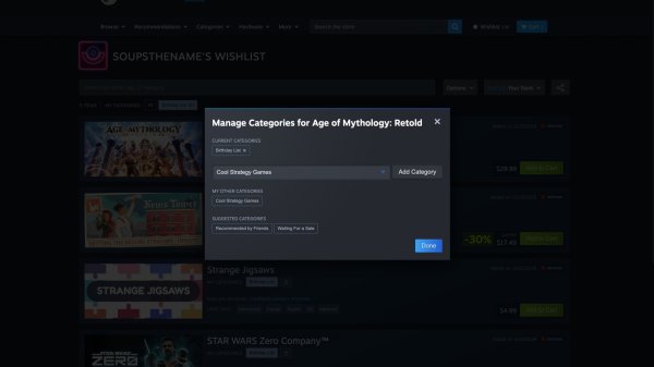 Steam'e hediye ve istek listesi için kullanışlı güncellemeler
