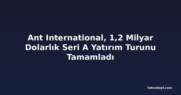 Ant International, 1,2 Milyar Dolarlık Seri A Yatırım Turunu Tamamladı