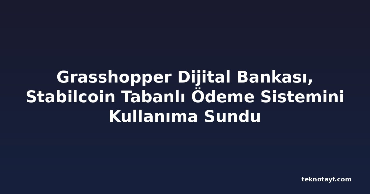 Grasshopper Dijital Bankası, Stabilcoin Tabanlı Ödeme Sistemini Kullanıma Sundu