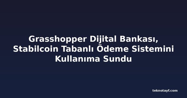 Grasshopper Dijital Bankası, Stabilcoin Tabanlı Ödeme Sistemini Kullanıma Sundu