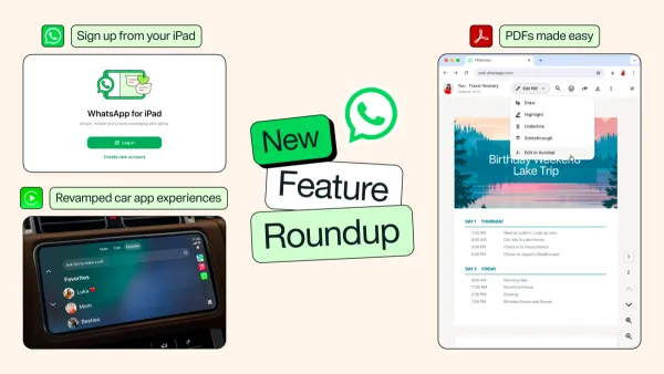 WhatsApp'a Apple CarPlay ve Android Auto İyileştirmeleri, iPad Kaydı ve Daha Fazlası