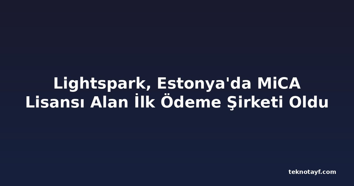 Lightspark, Estonya'da MiCA Lisansı Alan İlk Ödeme Şirketi Oldu