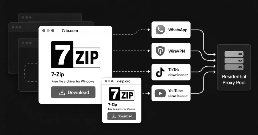 Sahte 7-Zip Yükleyicileri Cihazları Proxy Düğümüne Dönüştürüyor