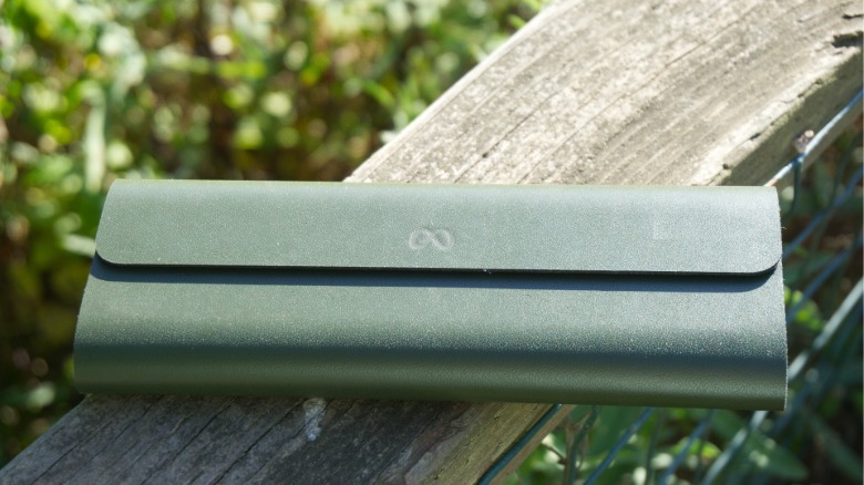 The Meta Glasses charging cases folded flat.