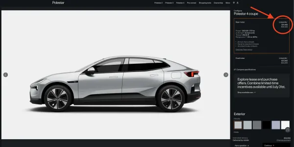 Polestar'ın Elektrikli Araçları Şimdi ABD'de En Ucuz EV'lardan Biri