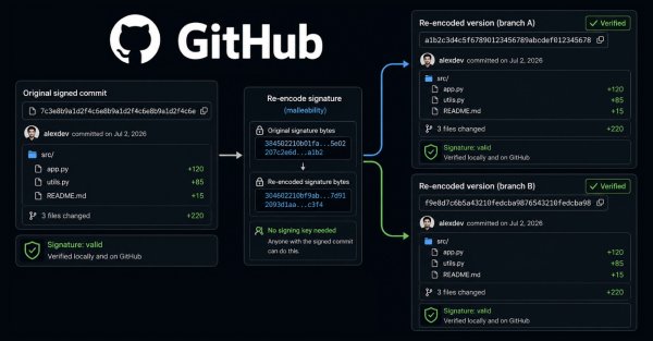 GitHub'de 'Doğrulanmış' Commit'ler Yeni Hash'lerle Değiştirilebilir