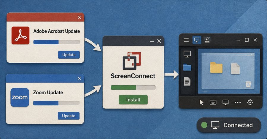 Sahte Adobe ve Zoom Güncellemeleri, ScreenConnect Üzerinden Kalıcı Uzaktan Erişim Sağlıyor