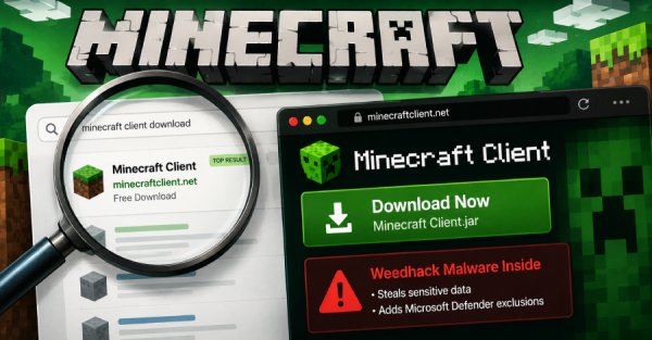 Weedhack Zararlı Yazılımı Sahte Minecraft İstemcileri ve SEO Zehirlemesiyle Yayılıyor