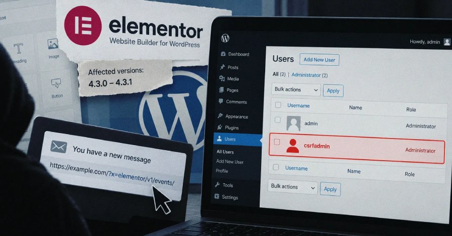 Elementor'daki CSRF açığı yöneticinin hazırlanmış bağlantıya tıklamasıyla site ele geçirmesine izin veriyor