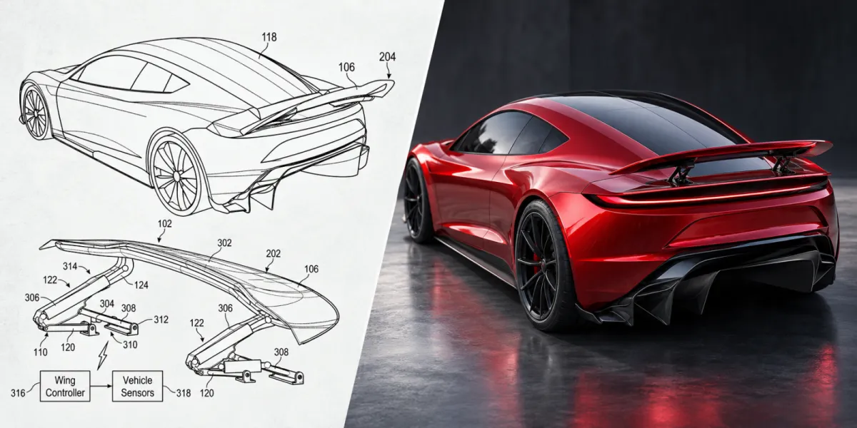 Tesla patentinde yeni Roadster için gizli 700 kg yere basma kuvvetli arka kanat