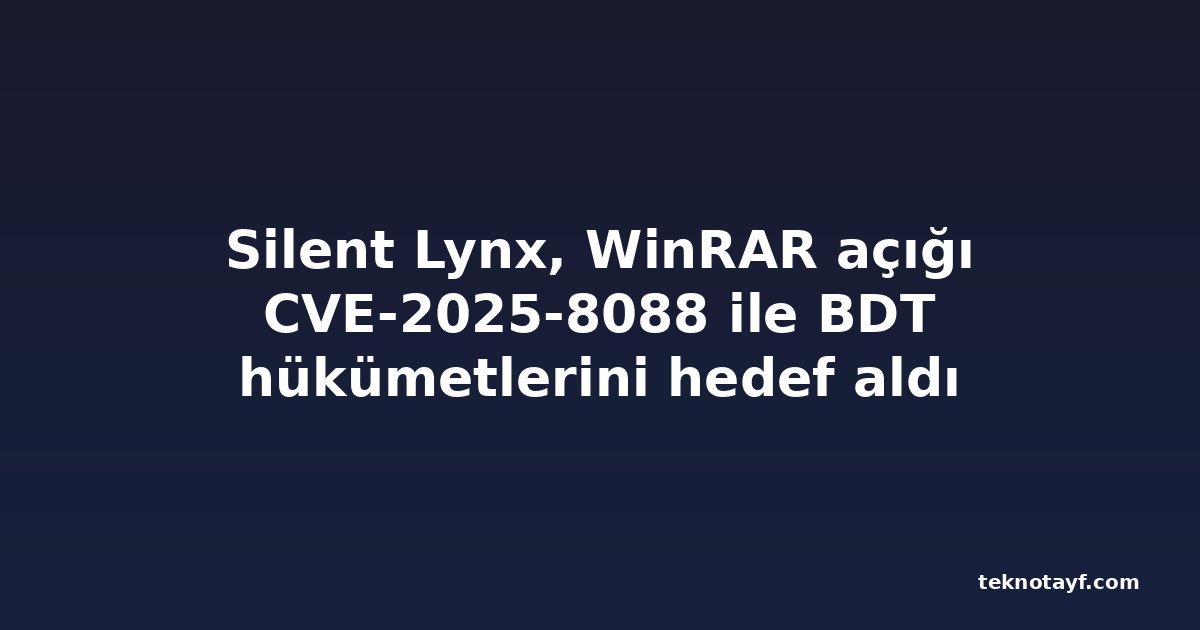 Silent Lynx, WinRAR açığı CVE-2025-8088 ile BDT hükümetlerini hedef aldı