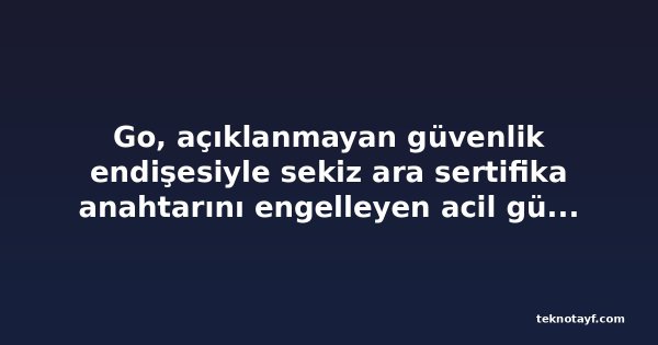 Go, açıklanmayan güvenlik endişesiyle sekiz ara sertifika anahtarını engelleyen acil güncelleme yayınladı