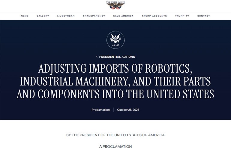 Beyaz Saray yabancı yapımı robot ve sanayi makineleri için 232. madde kararı aldı