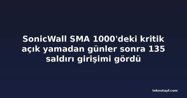SonicWall SMA 1000'deki kritik açık yamadan günler sonra 135 saldırı girişimi gördü