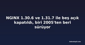 NGINX 1.30.6 ve 1.31.7 ile beş açık kapatıldı, biri 2005'ten beri sürüyor