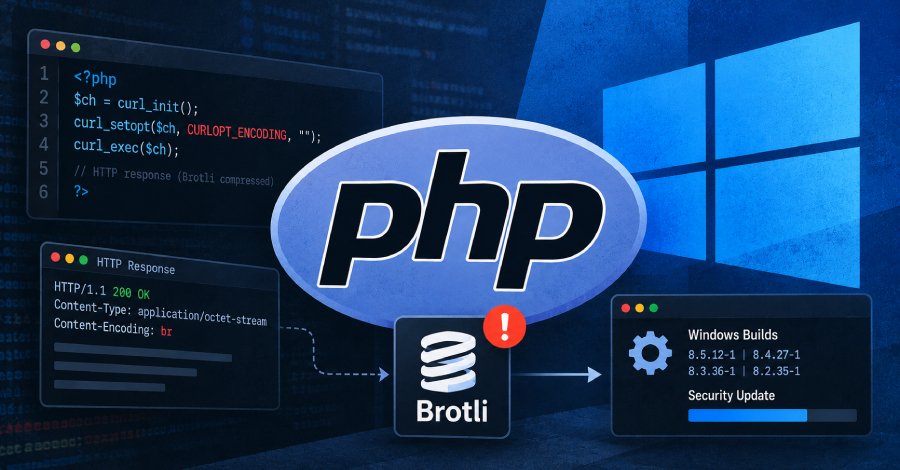 PHP beş günde ikinci kez Windows güncellemesi yayınladı, Brotli kod çalıştırma açığı kapatıldı